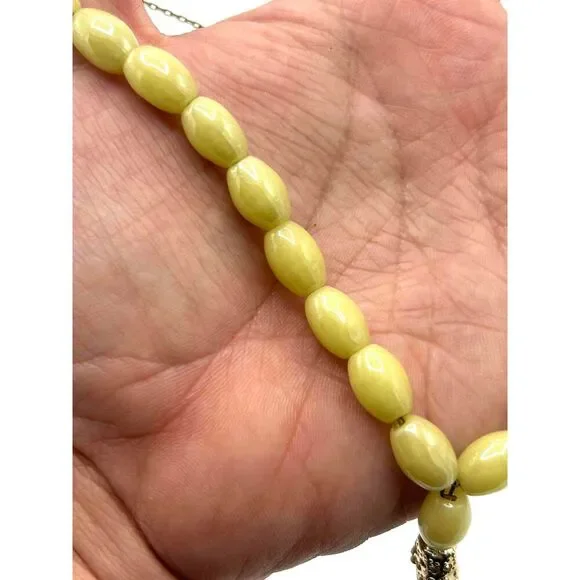 Worry Beads Greek Yellow Beaded Metal Tassel Prayer Unisex